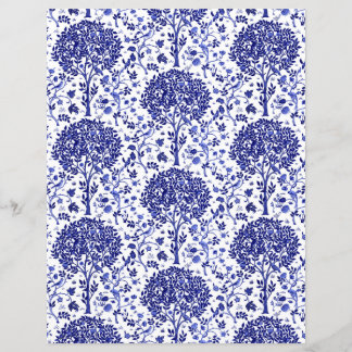Lámina Patrón de árbol de William Morris, azul cobalto