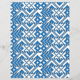 Lámina Patrón de arte folicular blanco y azul de Letonia