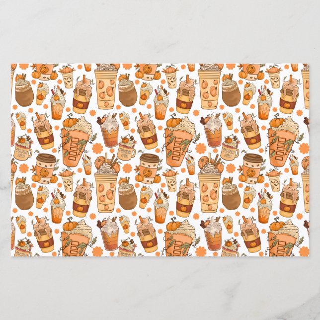 Lámina Patrón de calabaza de latte para café otoño (Anverso)