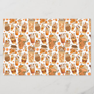 Lámina Patrón de calabaza de latte para café otoño