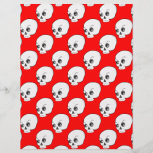 Lámina Patrón De Calavera En Fondo Rojo