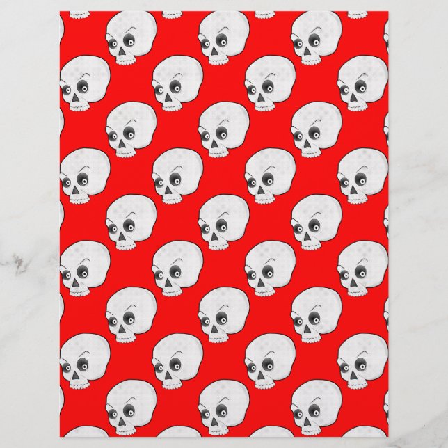 Lámina Patrón De Calavera En Fondo Rojo (Anverso)