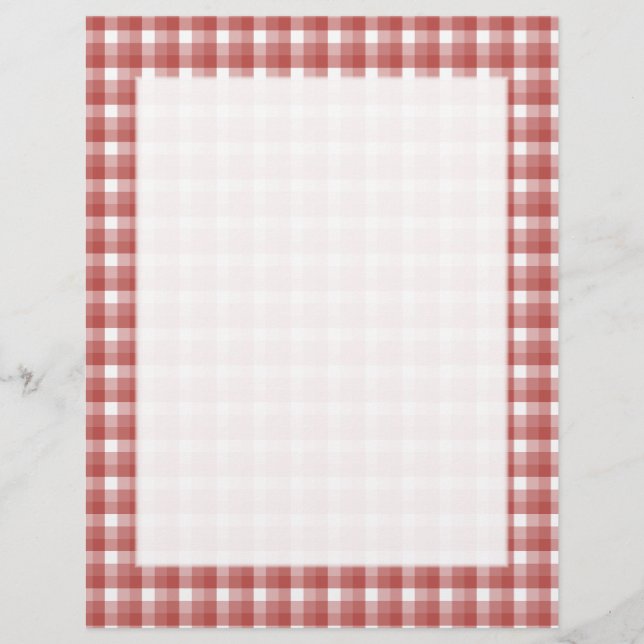 Lámina Patrón de comprobación de Gingham. Rojo y blanco. (Anverso)