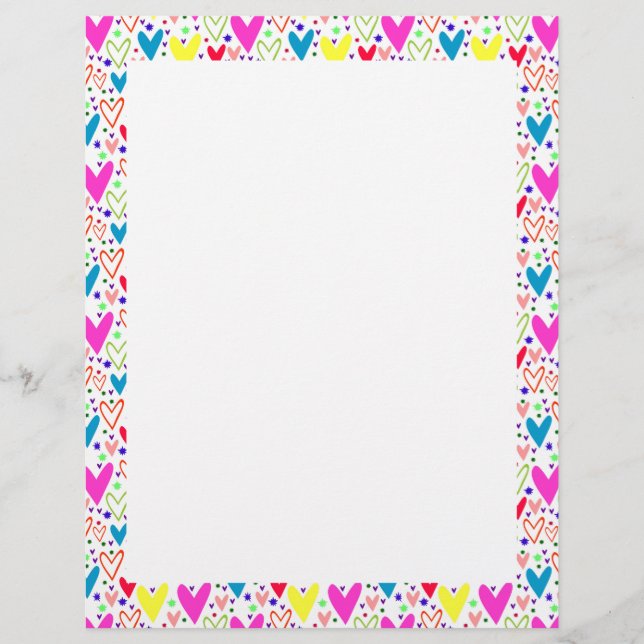Lámina Patrón de corazones coloridos lindos (Anverso)