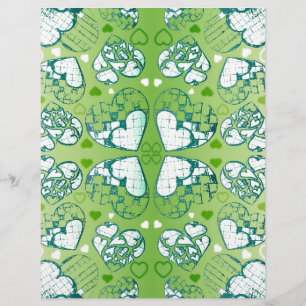 Lámina Patrón de corazones románticos brillantes verdes y