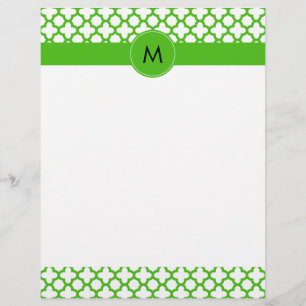 Lámina Patrón de cuatrefoil verde Kelly monogramado