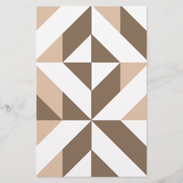 Lámina Patrón de cubo geométrico beige marrón (Anverso)