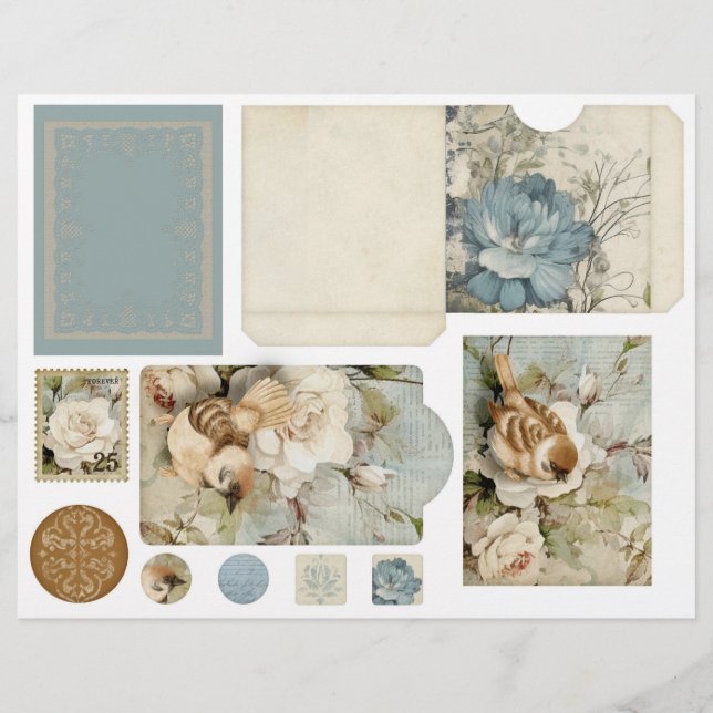 Lámina Patrón de Damasco azul de época - Dos de cuatro (Anverso)