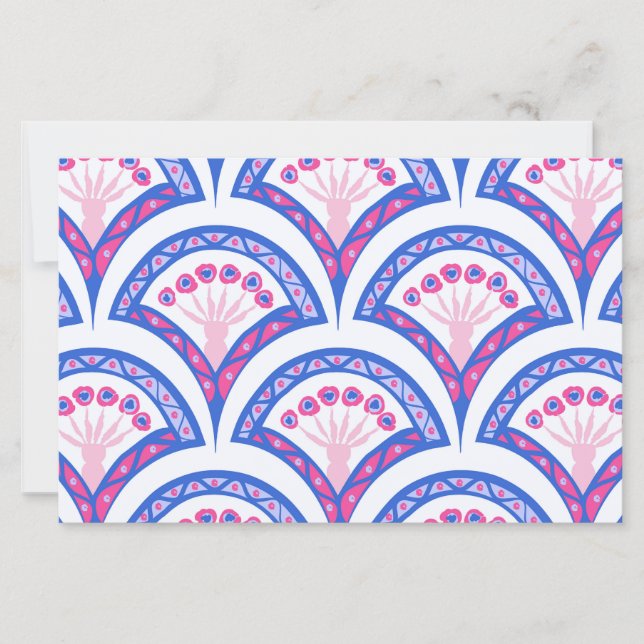 Lámina patrón de damasco floral azul (Anverso)