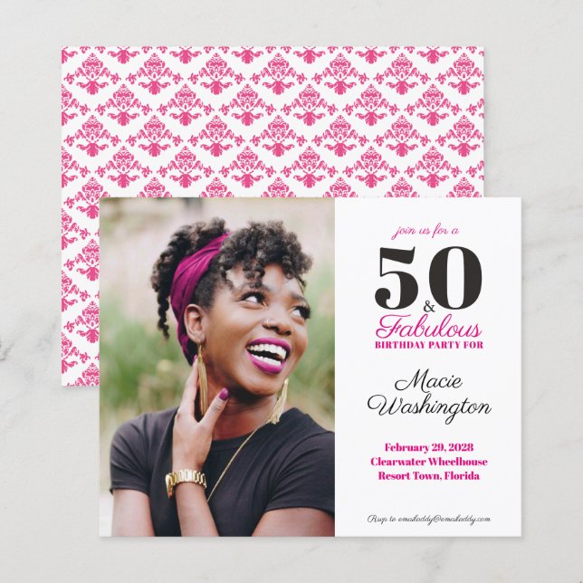 Lámina Patrón de Damasco Rosado Caliente Presupuestado 50 (Anverso / Reverso)