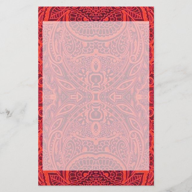 Lámina Patrón de damasco tribal rojo (Anverso)