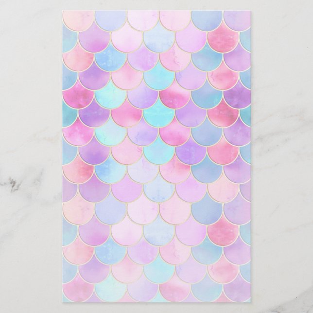 Lámina Patrón de escala de sirenas rosa, púrpura y Aqua (Anverso)