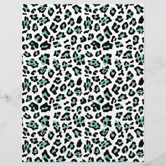 Lámina Patrón de estampado de leopardo negro verde menta (Anverso)