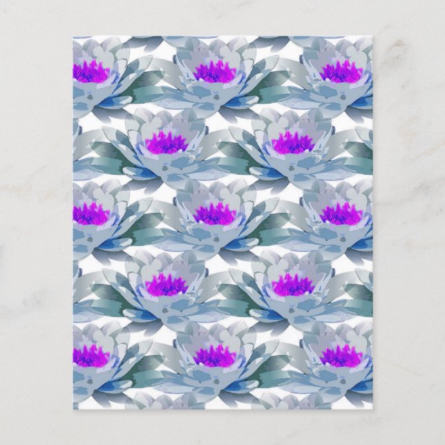 Lámina Patrón de flores grises y púrpuras (Anverso)