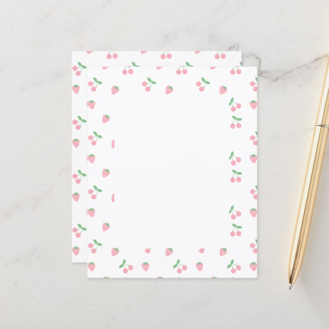 Lámina Patrón de fruta de fresa de cerezo rosa de bonito (Anverso/Reverso In Situ)