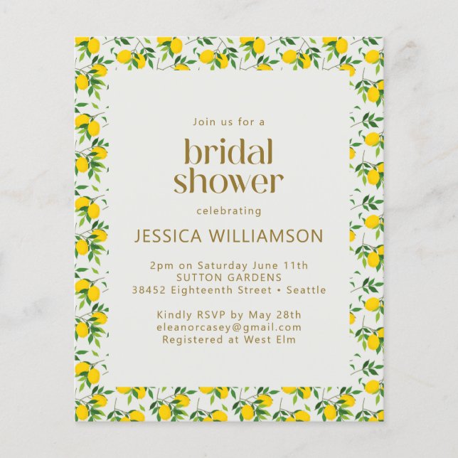 Lámina Patrón de fruta de limón de verano de presupuesto  (Anverso)