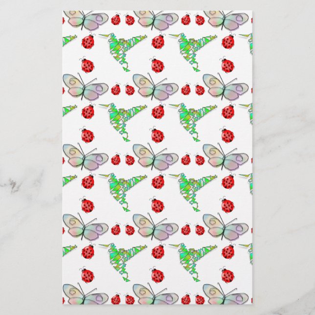 Lámina Patrón de mariposa, colibrí y batiburrillo persona (Anverso)