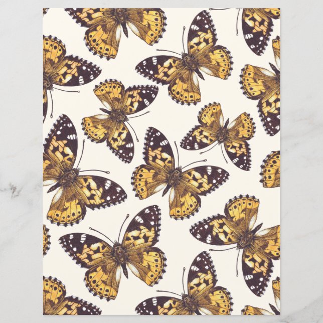 Lámina Patrón de mariposa de dama pintada (Anverso)