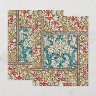 Lámina Patrón de Narciso Art Nouveau Antiguo Verneuil