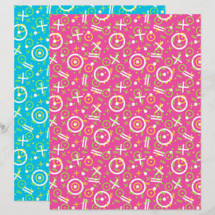 Lámina Patrón de neón rosa azul retro de 80-90