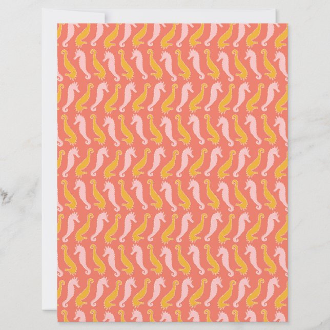 Lámina patrón de papel de caballito de mar y conchas (Anverso)