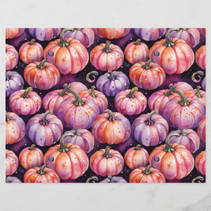 Lámina Patrón de parche de calabaza morada y Naranja