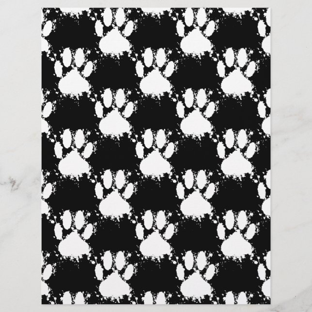 Lámina Patrón De Paw De Perro Blanco Con Cubierta De Pint (Anverso)