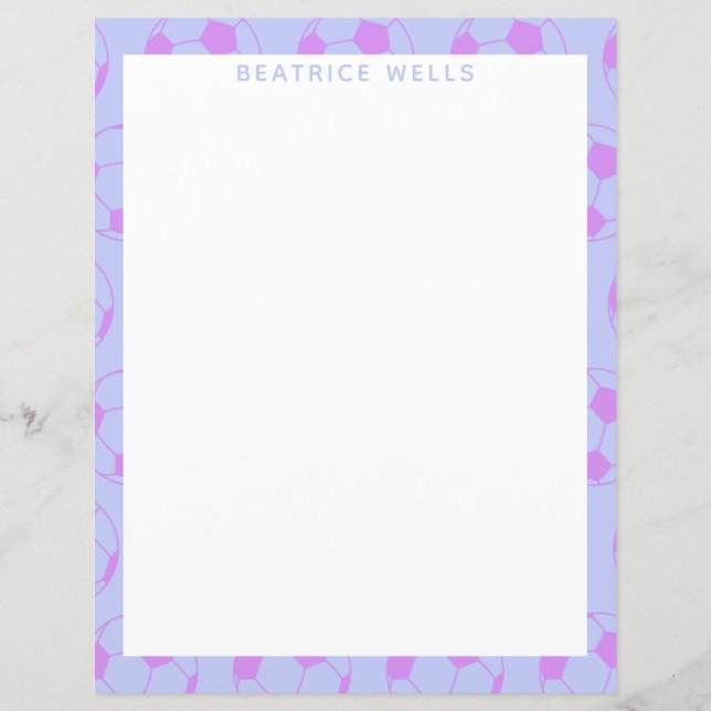 Lámina Patrón de pelota de fútbol en morado personalizado (Anverso)