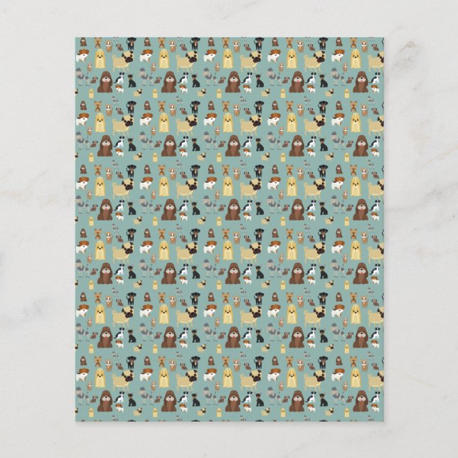 Lámina patrón de perros de fondo turquesa. (Anverso)