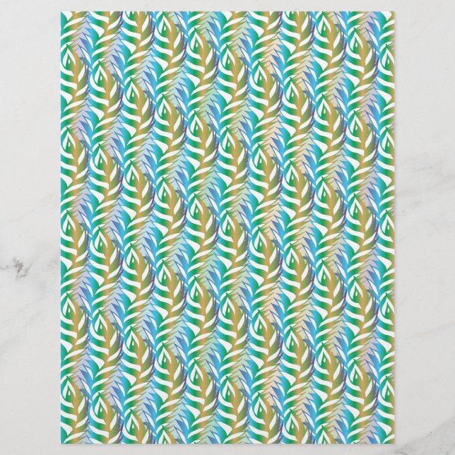 Lámina Patrón de plumas turquesa de playa. (Anverso)