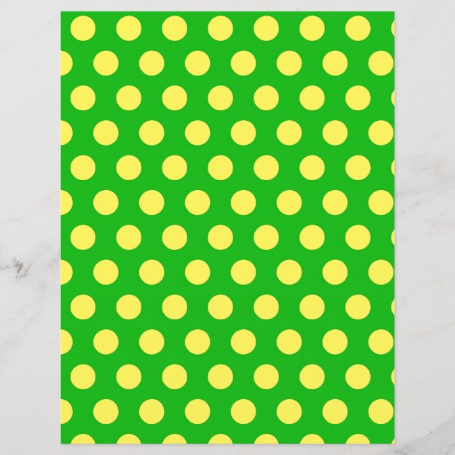 Lámina Patrón de Punto de Polka Amarillo en Libro Verde B (Anverso)