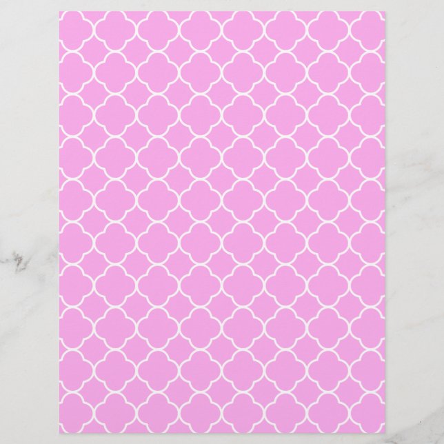 Lámina Patrón De Quatrefoil Rosa Y Blanco (Anverso)
