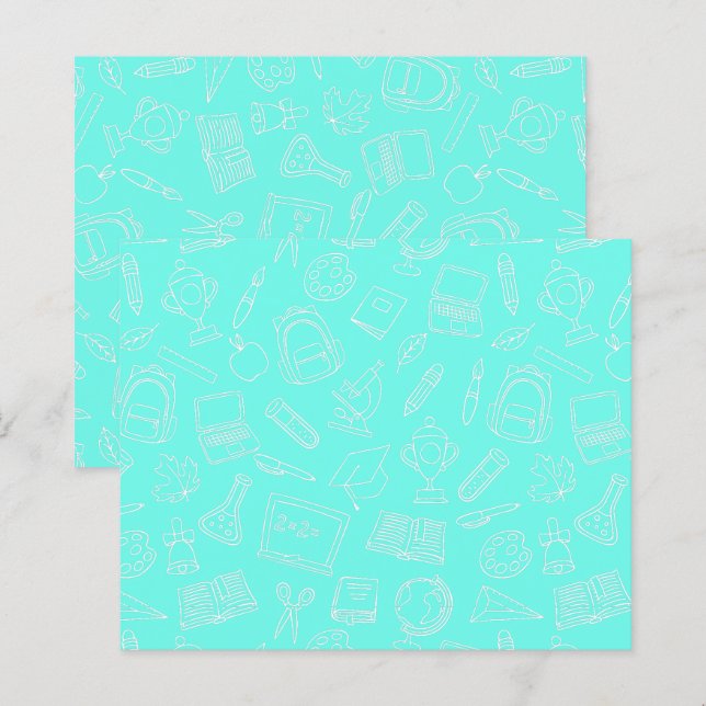 Lámina Patrón de suministros escolares de dibujo en línea (Anverso / Reverso)