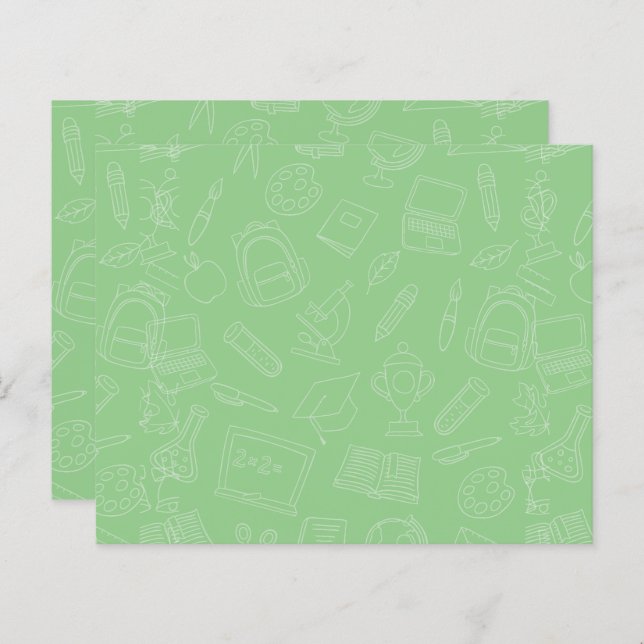 Lámina Patrón de suministros escolares dibujado a mano (Anverso / Reverso)