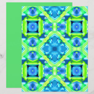 Lámina Patrón de tinte azul cobalto y verde limón