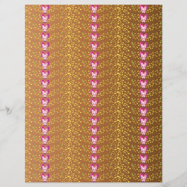 Lámina Patrón de violetas florales rosadas y bronce vinta (Anverso)