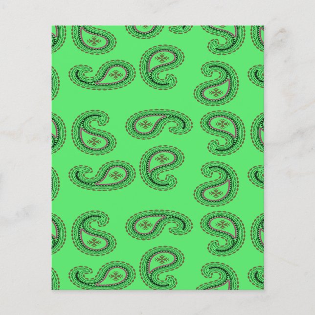 Lámina Patrón decorativo de paisajes en verde (Anverso)