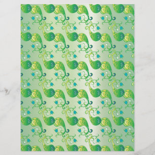 Lámina Patrón floral Boteh de tulipán verde abstracto
