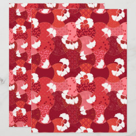 Lámina Patrón japonés de kimono rojo Ginkgo Scrapbook