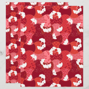 Lámina Patrón japonés de kimono rojo Ginkgo Scrapbook