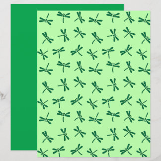 Lámina Patrón japonés de libélula, verde de jade luz