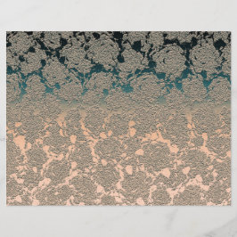 Lámina Patrón metalico floral verde azulado de color beig