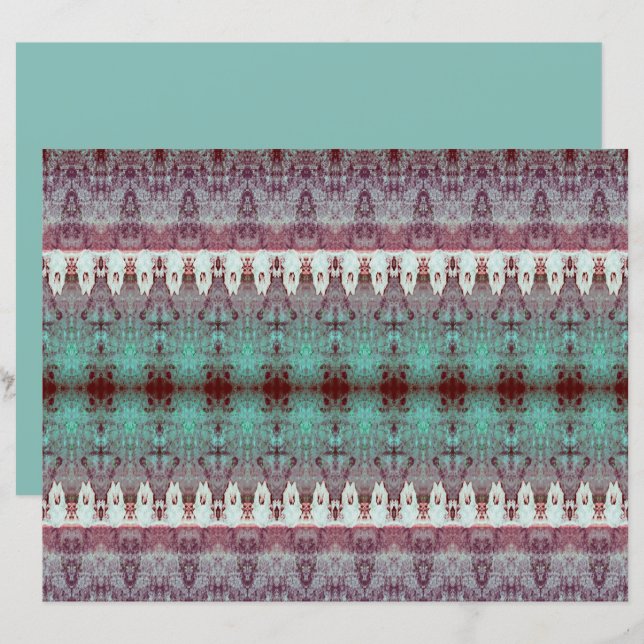 Lámina Patrón occidental tribal Verde azulado País cráneo (Anverso / Reverso)