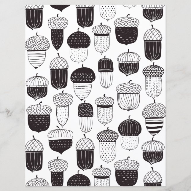 Lámina Patrón otoño de las bellotas de Doodle (Anverso)