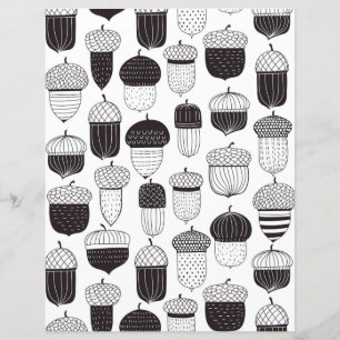 Lámina Patrón otoño de las bellotas de Doodle