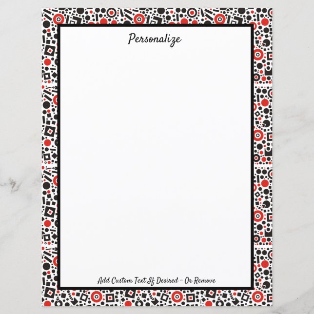 Lámina Patrón retro Art Deco Rojo y Negro (Anverso)