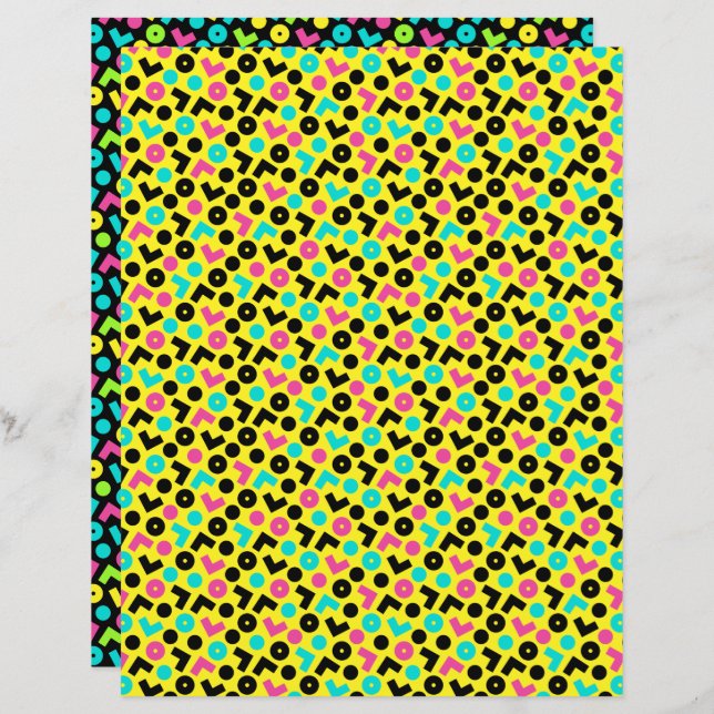 Lámina Patrón retro neón de los años 80/90 (Anverso / Reverso)