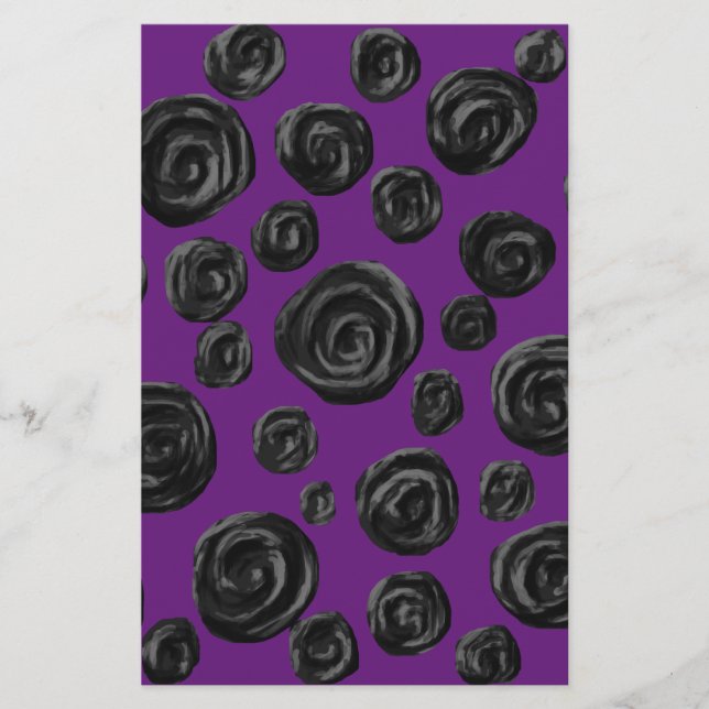 Lámina Patrón Rosa negro sobre morado oscuro. (Anverso)