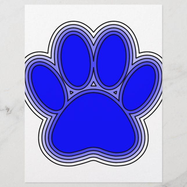Lámina Paw De Perro En Azul Con Brotes (Anverso)