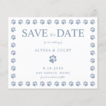 Paw Imprimir Purpurina Azul Dusty Boda Guardar La 